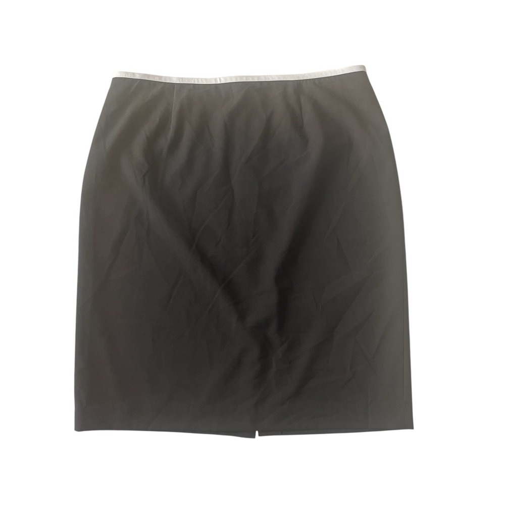 Calvin Klein Size 14 Skirt Black Pencil Shite Trim Career Office Capsule Classic